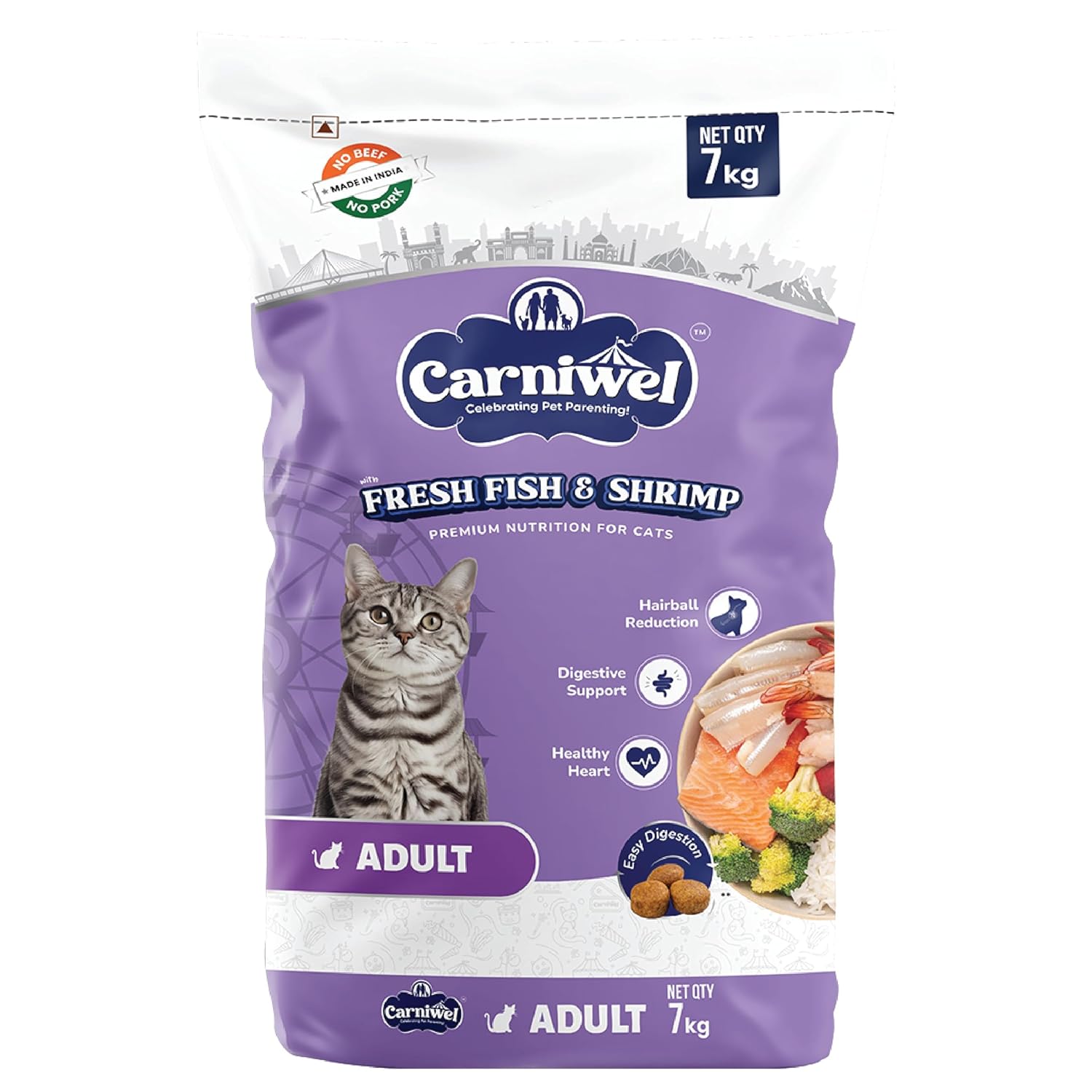 Carniwel Fresh Fish Shrimp Adult Dry Cat Food 7 Kg Fresh Natural Ingredients Highly Palatable Supports Healthy Skin Glossy Coat Premium Nutrition