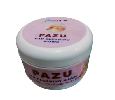 Pazuvet Ear Cleaning Wipes with 1% Boric Acid and 1% Acetic Acid, 30 Count for Dogs and Cats
