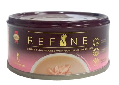 Refine Finest Tuna Mousse with Goat Milk | Wet Cat Food in Gravy, 80 g | Hydrating Food Made with Real Tuna Mousse with Goat Milk | (Pack of 12)