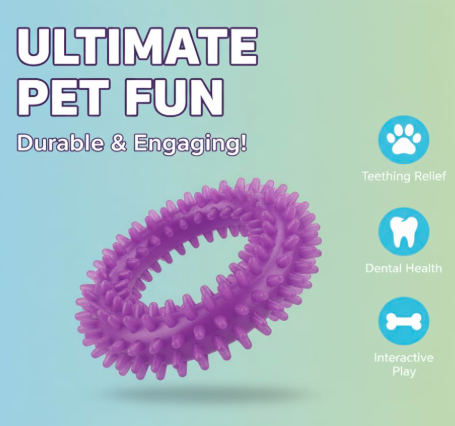 ZOOOP Spiked Chew Ring Toy for Dogs | BPA Free Chew Ring | Color May Vary