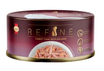 Refine Finest Tuna with Salmon | Wet Cat Food in Gravy 80 g | Hydrating Food Made with Real Tuna with Salmon | (Pack of 24)