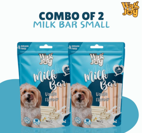 Wag In Joy Goats Milk Bar | Grain Free, Vanilla Flavour, Soft Daily Treat for Healthy Teeth for Dogs | 150g| Pack of 4 (150 GMS Each) (Pack of 2)