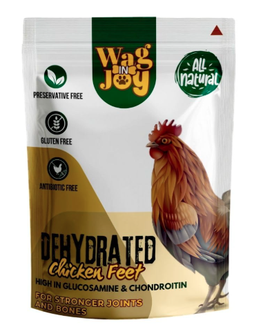 Wag in Joy 100% Natural Dehydrated Chicken Feet Treats for Dogs | High in Glucosamine & Chondroitin | Gluten-Free | 120 gram|