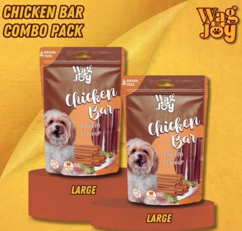 Wag in Joy Chicken Bar Treats for Dogs | Non Veg | Grain Free, Soft Daily Treats for Healthy Teeth | 150 gm