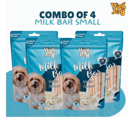 Wag In Joy Goats Milk Bar | Grain Free, Vanilla Flavour, Soft Daily Treat for Healthy Teeth for Dogs | 150g| Pack of 4 (150 GMS Each) (Pack of 4)