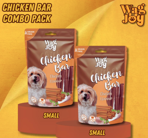 Wag in Joy Chicken Bar Treats for Dogs | Non Veg | Grain Free, Soft Daily Treats for Healthy Teeth | 150 gm