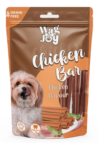 Wag in Joy Chicken Bar Treats for Dogs | Non Veg | Grain Free, Soft Daily Treats for Healthy Teeth | 150 gm
