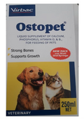 Virbac, Ostopet 250ml - Liquid Supplement aiding Bone Health and Growth for Pets- Pack of 2