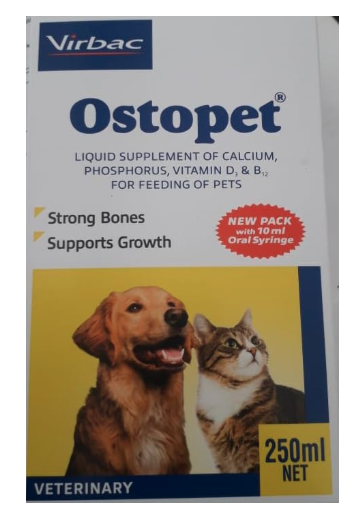 Virbac, Ostopet 250ml - Liquid Supplement aiding Bone Health and Growth for Pets- Pack of 2
