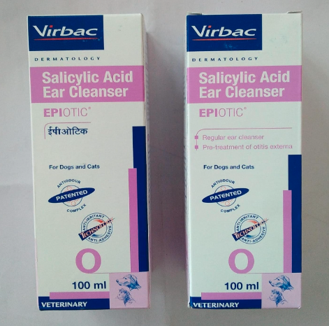 Virbac Epiotic - Ear Cleanser for Dogs and Cats - 100 Ml - Pack of 2