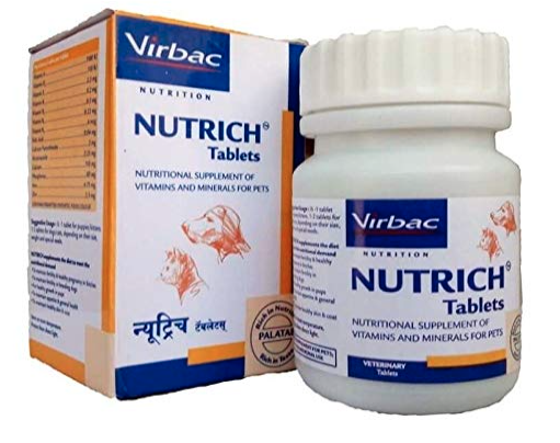 Virbac Nutrich Tablets for Dogs and Cats by Jolly and Cutie Pets (60 Tablets), 60 Count
