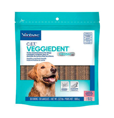 Virbac Heads Up For Tails Heads Up For Tails Veggiedent Oral Hygiene Large Dog Chew, 490 G, Adult, 1 Count