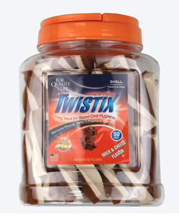 Twistix Canister Milk & Cheese Dog Treats, Small, 50 Sticks