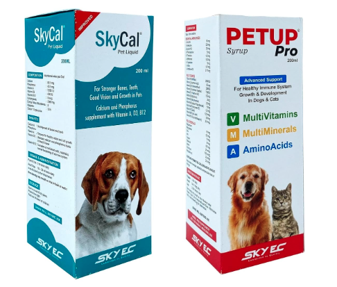 SKY EC Combo Pack of SKYCAL and PETUP PRO Syrup 200ml