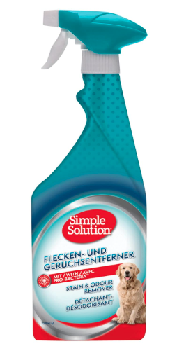 Simple Solution Dog Extreme Stain and Odour Remover, 3X Cleaning Power,Pro Bacteria and Enzymes Formula 750ml Spray Bottle
