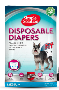 Simple Solution True Fit Disposable Dog Diapers for Female Dogs | Super Absorbent, Leak-Proof, Fur-Friendly Fit | Adjustable Fasteners