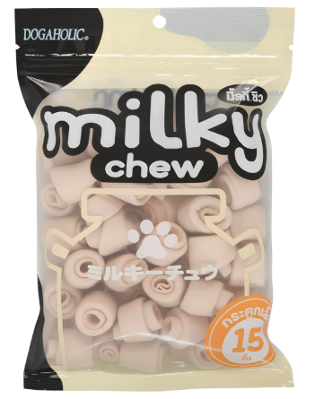 Dogaholic Milky Chew Knotted Bone Dog Treats | 15 Long-Lasting Milk-Flavoured Bones for Dogs | Healthy Chews for Dental Health