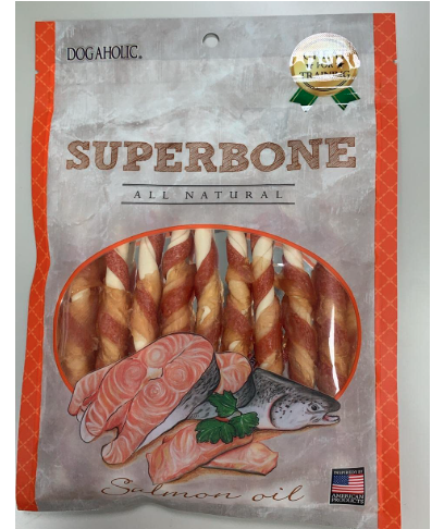 Dogaholic Superbone Stick Treats for Dogs Salmon Oil (9Pcs), Medium, 150 g (Pack of 3)