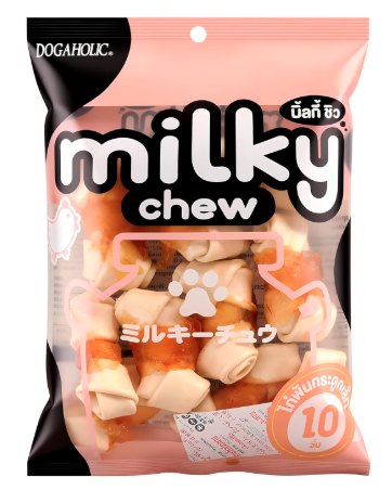 Dogaholic Milky Chew Dog Treats Real Chicken and Milk Protein Rich Dog Snacks Healthy Chewy Dogs (Pack of 1, Chicken Bone Style)