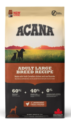 Acana Adult Large Breed Dry Dog Food, Grain Free Dog Food for All Life Stages, Fresh or Raw Ingredients, 17 KG