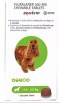 Bravecto 500mg Chewable Tick Tablet for Dogs 10-20kg Body weight