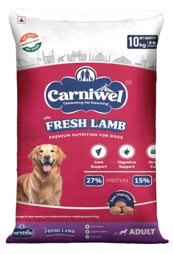 Carniwel Fresh Lamb Adult Dry Dog Food 10 Kg | Natural Ingredients for Optimal Skin & Coat Health | Highly Palatable | Supports Joint Health | Tailored, Premium Nutrition for Large Dogs
