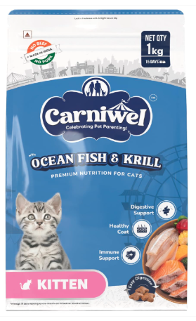 Carniwel Ocean Fish & Antarctic Krill Dry cat Food for Kitten 1kg | Fresh & Natural Ingredients | Highly Palatable | Supports Healthy Skin & Glossy Coat | Premium Nutrition