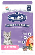 Carniwel Fresh Fish & Shrimp Kitten Dry Cat Food 1 Kg | Fresh & Natural Ingredients | Highly Palatable | Supports Healthy Skin & Glossy Coat