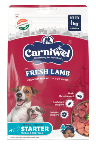 Carniwel Fresh Lamb Starter Dry Dog Food 1 Kg | Natural Ingredients for Easy Weaning | GMO-Free | Highly Palatable | Immune & Lactation Support | Premium Nutrition | Tailored for Small Dogs