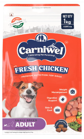 Carniwel Fresh Chicken Adult Dry Dog Food 1kg | Premium Nutrition | Natural Ingredients for Optimal Skin & Coat Health | Highly Palatable | Supports Joint Health