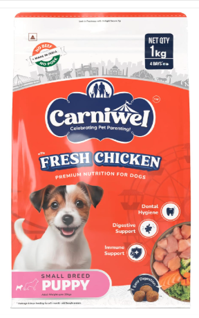 Carniwel Fresh Chicken Puppy Dry Dog Food 1kg for Small Dogs | Premium Nutrition | Natural Ingredients for Healthy Muscle & Bone | GMO-Free | Highly Palatable | Boosts Skin & Coat Health