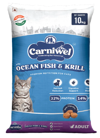Carniwel Ocean Fish & Antarctic Krill Adult Dry Cat Food 10 kg | Fresh & Natural Ingredients | Highly Palatable | Supports Healthy Skin & Glossy Coat | Premium Nutrition for Cats