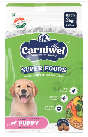 Carniwel Superfoods Puppy Dry Dog Food 3 Kg | 100% Vegetarian | Fresh & Natural Ingredients | Highly Palatable | GMO Free