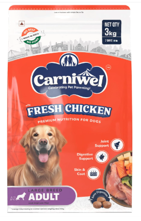 Carniwel Fresh Chicken Adult Dry Dog Food 3kg | Natural Ingredients for Optimal Skin & Coat Health | Highly Palatable | Supports Joint Health | Tailored, Premium Nutrition for Large Dogs