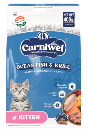 Carniwel Ocean Fish & Antarctic Krill Dry cat Food 400 gm | Fresh & Natural Ingredients | Highly Palatable | Supports Healthy Skin & Glossy Coat | Premium Nutrition