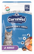 Carniwel Ocean Fish & Antarctic Krill Adult Dry Cat Food 400 gm | Fresh & Natural Ingredients | Highly Palatable | Supports Healthy Skin & Glossy Coat