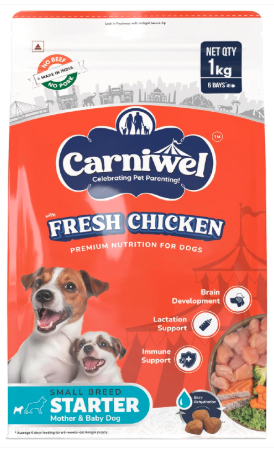 Carniwel Fresh Chicken Starter Dry Dog Food 1Kg for Small Dogs | Premium Nutrition | Natural Ingredients for Easy Weaning | GMO-Free | Highly Palatable | Immune & Lactation Support