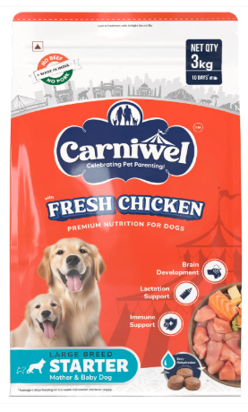 Carniwel Fresh Chicken Starter Dry Dog Food 3kg | Natural Ingredients for Easy Weaning | GMO-Free | Highly Palatable | Immune & Lactation Support | Premium, Tailored Nutrition for Large Dog