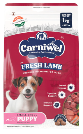 Carniwel Fresh Lamb Puppy Dry Dog Food 3 Kg | Natural Ingredients for Healthy Muscle & Bone | Highly Palatable | Boosts Skin & Coat Health | Premium Nutrition Tailored for Small