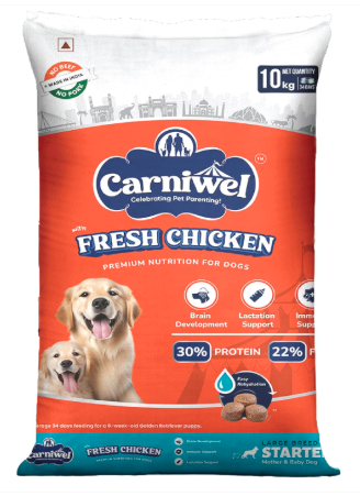 Carniwel Fresh Chicken Starter Dry Dog Food 10kg | Natural Ingredients for Easy Weaning | GMO-Free | Highly Palatable | Immune & Lactation Support | Premium, Tailored Nutrition for Large Dog