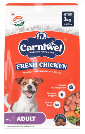 Carniwel Fresh Chicken Adult Dry Dog Food 3kg | Premium Nutrition | Natural Ingredients for Optimal Skin & Coat Health | Highly Palatable | Supports Joint Health