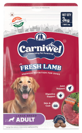 Carniwel Fresh Lamb Adult Dry Dog Food 3 Kg | Natural Ingredients for Optimal Skin & Coat Health | Highly Palatable | Supports Joint Health | Tailored, Premium Nutrition for Large Dogs