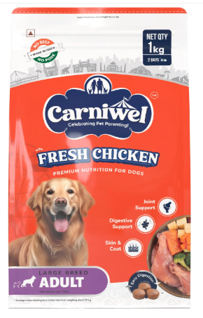 Carniwel Fresh Chicken Adult Dry Dog Food 1kg | Natural Ingredients for Optimal Skin & Coat Health | Highly Palatable | Supports Joint Health | Tailored, Premium Nutrition for Large Dogs