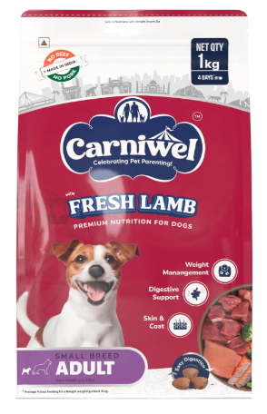 Carniwel Fresh Lamb Adult Dry Dog Food 1 Kg | Natural Ingredients for Optimal Skin & Coat Health | Highly Palatable | Tailored, Premium Nutrition for Small Dogs