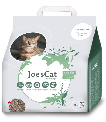 Joe's Cat Clumping Cat Litter 3kg Natural Biodegradable Low Dust Wood Fiber and Recycled Paper Odor Control 600 Percent Absorption Eco Friendly