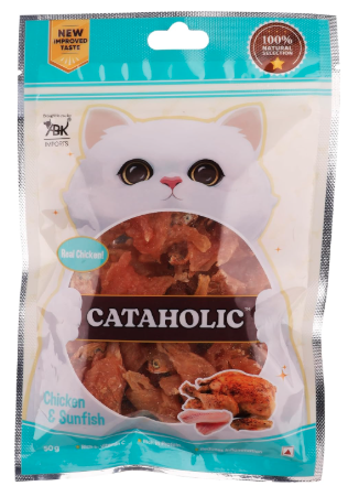 Cataholic Chicken & Fish Treats for Cats and Kittens | Spiral Soft Chicken & Sunfish Snack | High Protein, Easily Digestible, Healthy Cat Treats 50 gm