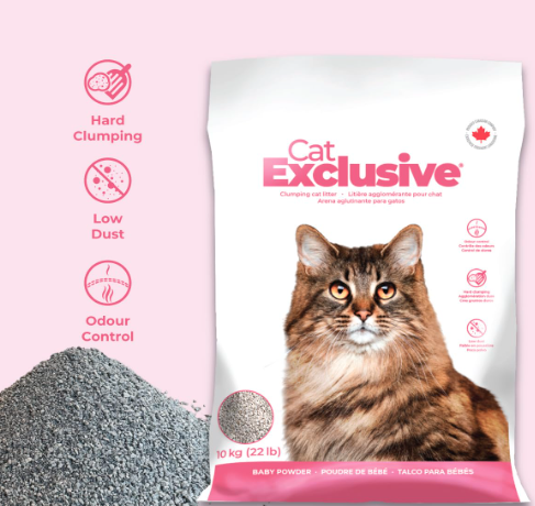 Cat Exclusive Premium Bentonite Cat Litter – 10kg | 99% Dust-Free, Instant Hard Clumping & 48-Hour Odor Control (Baby Powder Scent)