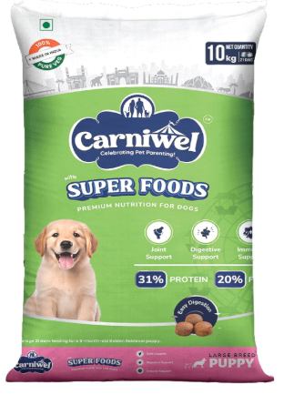 Carniwel Superfoods Puppy Dry Dog Food 10 Kg | 100% Vegetarian | Fresh & Natural Ingredients | Highly Palatable | GMO Free