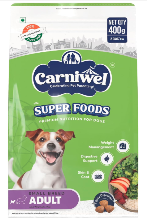 Carniwel Superfoods Adult Dry Dog Food 400 gm | 100% Vegetarian | Fresh & Natural Ingredients | Highly Palatable | GMO Free