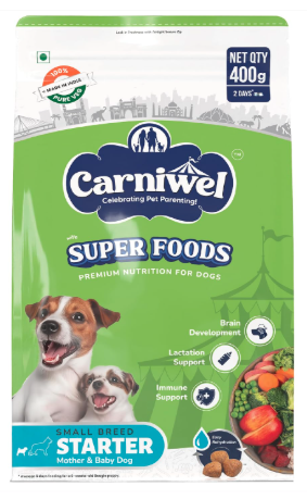Carniwel Superfoods Starter Dry Dog Food 400gm| 100% Vegetarian | Fresh & Natural Ingredients | Highly Palatable | GMO Free